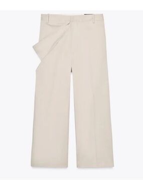 New Zara Pleated Cream Cotton Trousers - Small